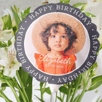 Happy Birthday Modern Preppy Custom Photo Balloon