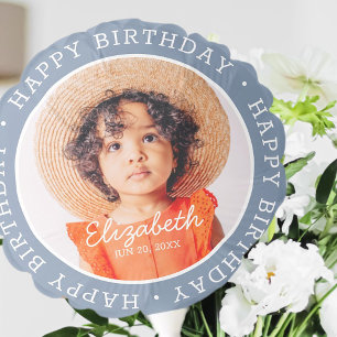 Happy Birthday Modern Preppy Custom Photo Balloon