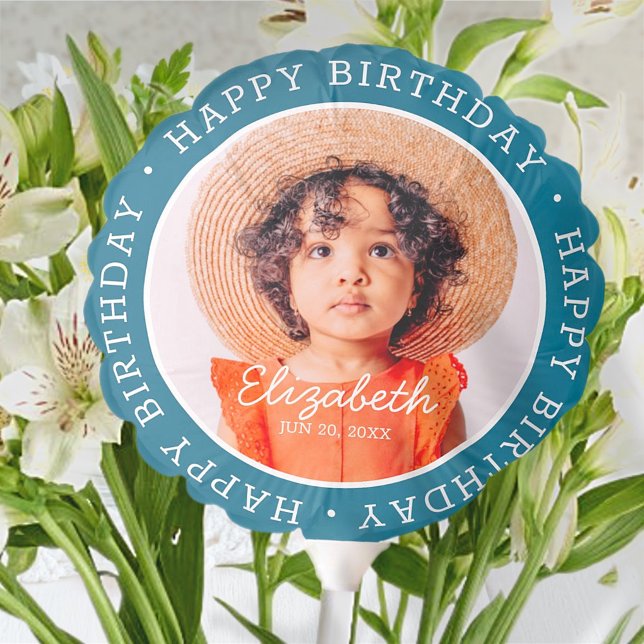 Happy Birthday Modern Preppy Custom Photo Balloon (Creator Uploaded)