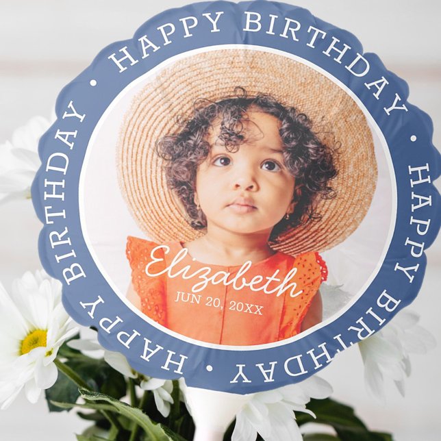 Happy Birthday Modern Preppy Custom Photo Balloon (Creator Uploaded)