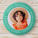 Happy Birthday Modern Preppy Custom Photo Button<br><div class="desc">This simple and modern design is composed of serif typography and add a custom photo."Happy Birthday" encircles the custom photo.</div>