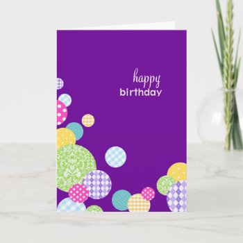 Happy Birthday Modern Purple Polka Dots Card by PeachyPrints at Zazzle