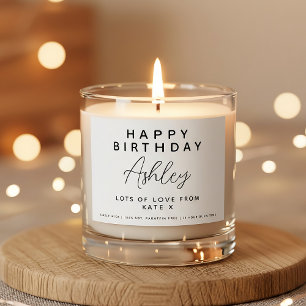 Happy Birthday   Modern Script Birthday Party Scented Candle