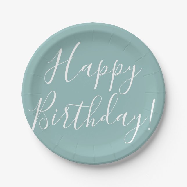 Happy Birthday! Modern Script Custom Paper Plates (Front)