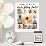 Happy Birthday Modern Script Photo Collage Party Poster<br><div class="desc">Add a stylish personalized Happy Birthday wish to party decorations with a modern photo collage 24"x30" poster. The pictures and all wording on this downloadable sign template are simple to customize. The colors and font styles are easy to change with the Zazzle Design Editor tool. The black and white design...</div>
