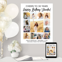 Happy Birthday Modern Script Photo Collage Party