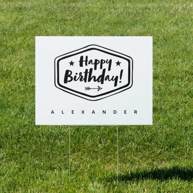 Happy Birthday modern sign - NAME - men (Insitu)