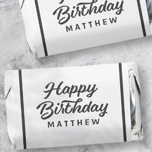 Happy Birthday Modern Simple Cursive Typography Hershey's Miniatures