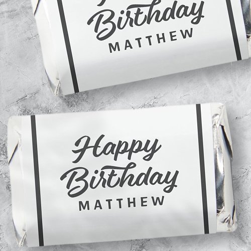 Happy Birthday Modern Simple Cursive Typography Hersheys Miniatures