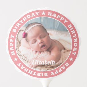 Happy Birthday Modern Simple Custom Photo Balloon