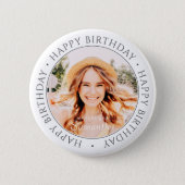 Happy Birthday Modern Simple Custom Photo Button (Front)