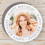 Happy Birthday Modern Simple Custom Photo Car Magnet<br><div class="desc">This simple and modern design is composed of serif typography and add a custom photo. Use this sticker as a gift tag for the present for the birthday celebrant</div>