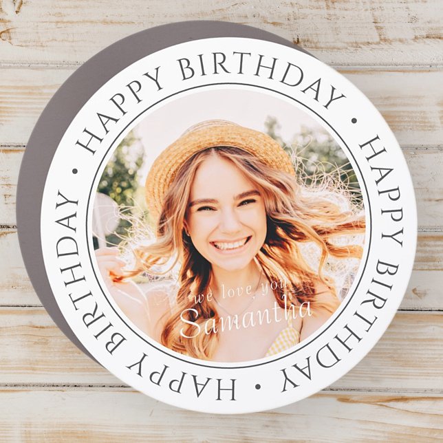 Happy Birthday Modern Simple Custom Photo Car Magnet (Creator Uploaded)