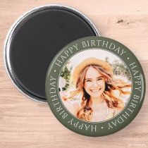 Happy Birthday Modern Simple Custom Photo Magnet