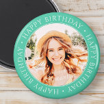 Happy Birthday Modern Simple Custom Photo Magnet<br><div class="desc">This simple and modern design is composed of serif typography and add a custom photo.</div>