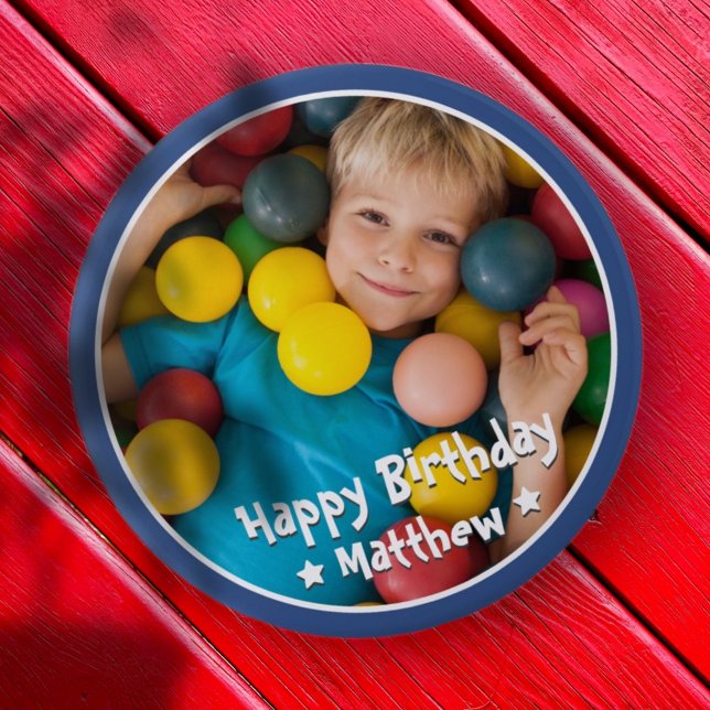 Happy Birthday Modern Simple Star Photo Button (Creator Uploaded)
