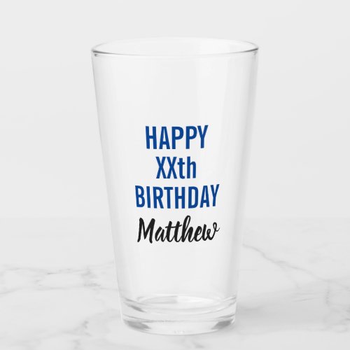 Happy Birthday Modern Typography Beer Pint Glass