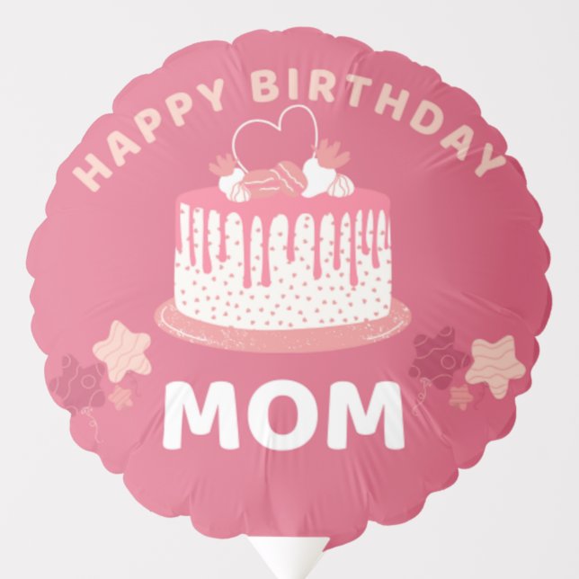 Happy Birthday Mom Air-Filled Balloon  (Front)