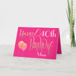 Happy Birthday Mom Any Age and Name Hot Pink Gold Card<br><div class="desc">An elegant feminine colored design of stylish typography in gold on a hot pink background.. It is very versatile as you can easily personalise the age to any you require! Happy Birthday is set in an ornate script, and the age is in a cordinating typeface in white, shown here for...</div>