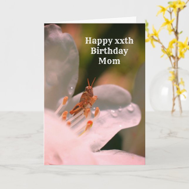 Happy Birthday Mom Azalea Flower Card (Yellow Flower)