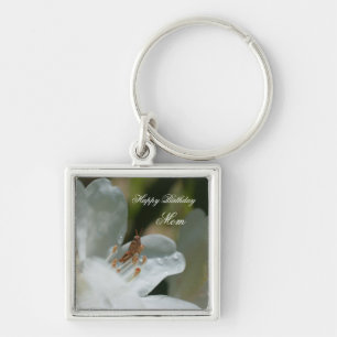 Happy Birthday Mom Azalea Flower Keychain