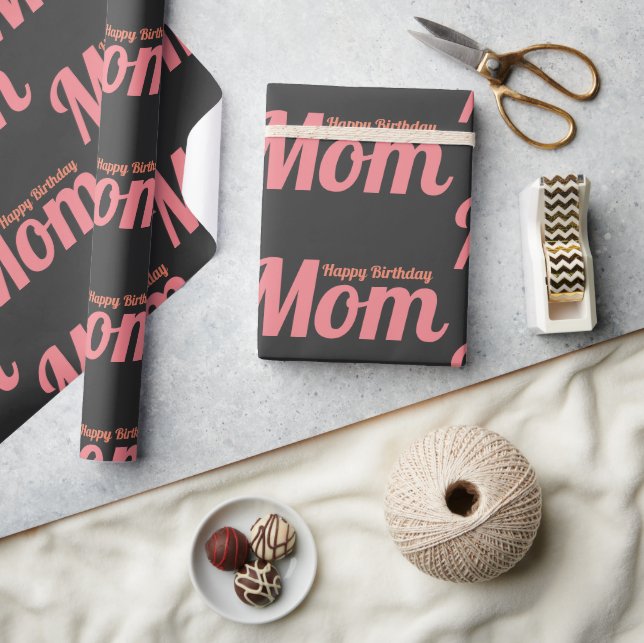 Happy Birthday Mom Blush Pink Wrapping Paper (Crafts)