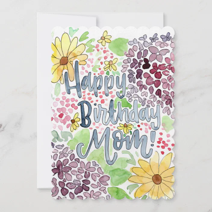 Mouse Flower Greetings Birthday Blank Card 