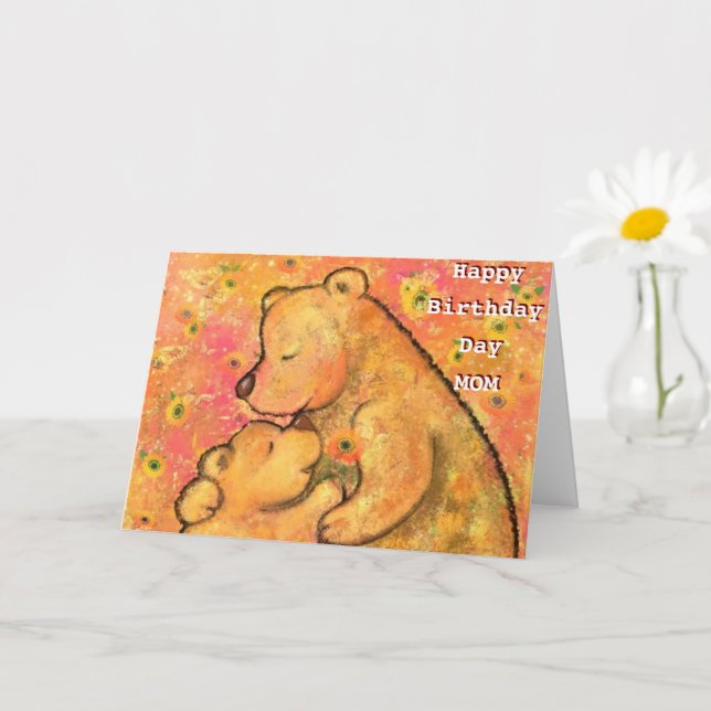 Happy Birthday Mom Card Mom and Baby Bear Love (Small Plant)