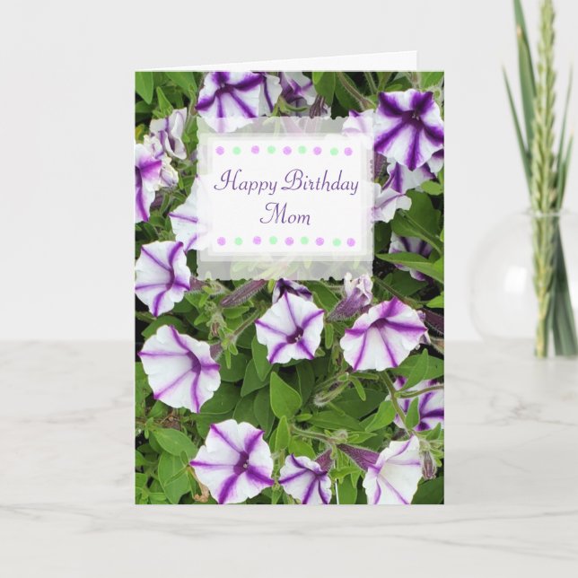 Happy Birthday Mom Custom Card Pretty Flowers (Front)