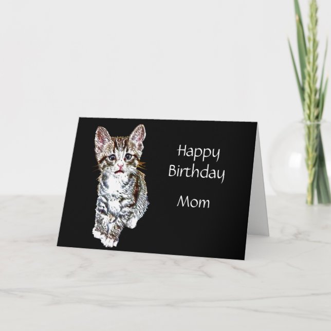 Happy Birthday Mom Custom Special Kitty Wishes Card (Front)