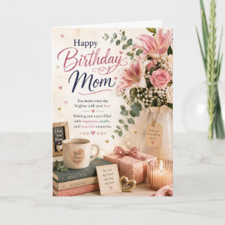 Happy Birthday Mom Elegant Floral Birthday Card