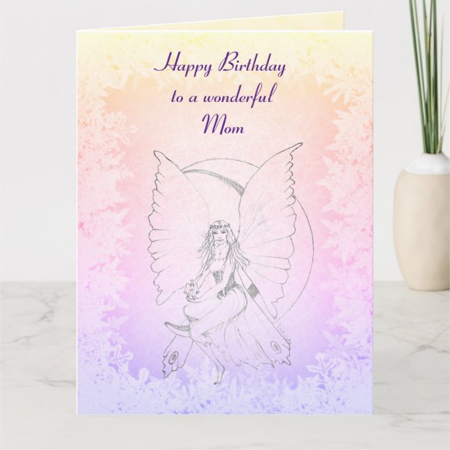 Happy Birthday Mom Fairy design Card (Front)