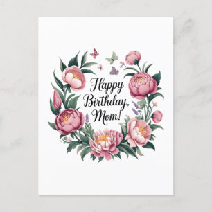 Happy Birthday Mom Floral Design  Postcard
