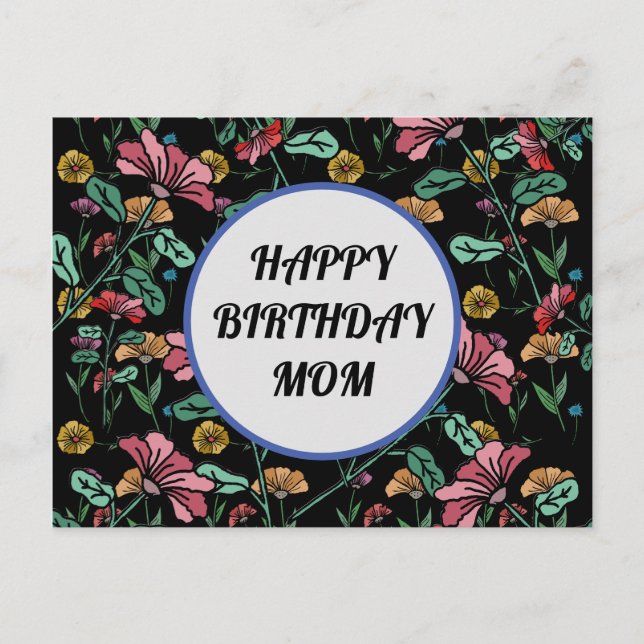 Happy birthday mom floral postcard (Front)