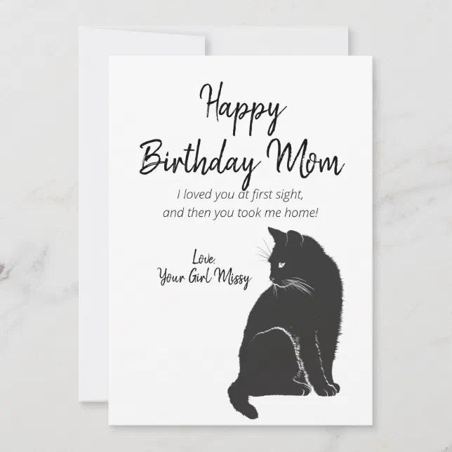Happy Birthday Mom From Cat Greeting Holiday Card | Zazzle