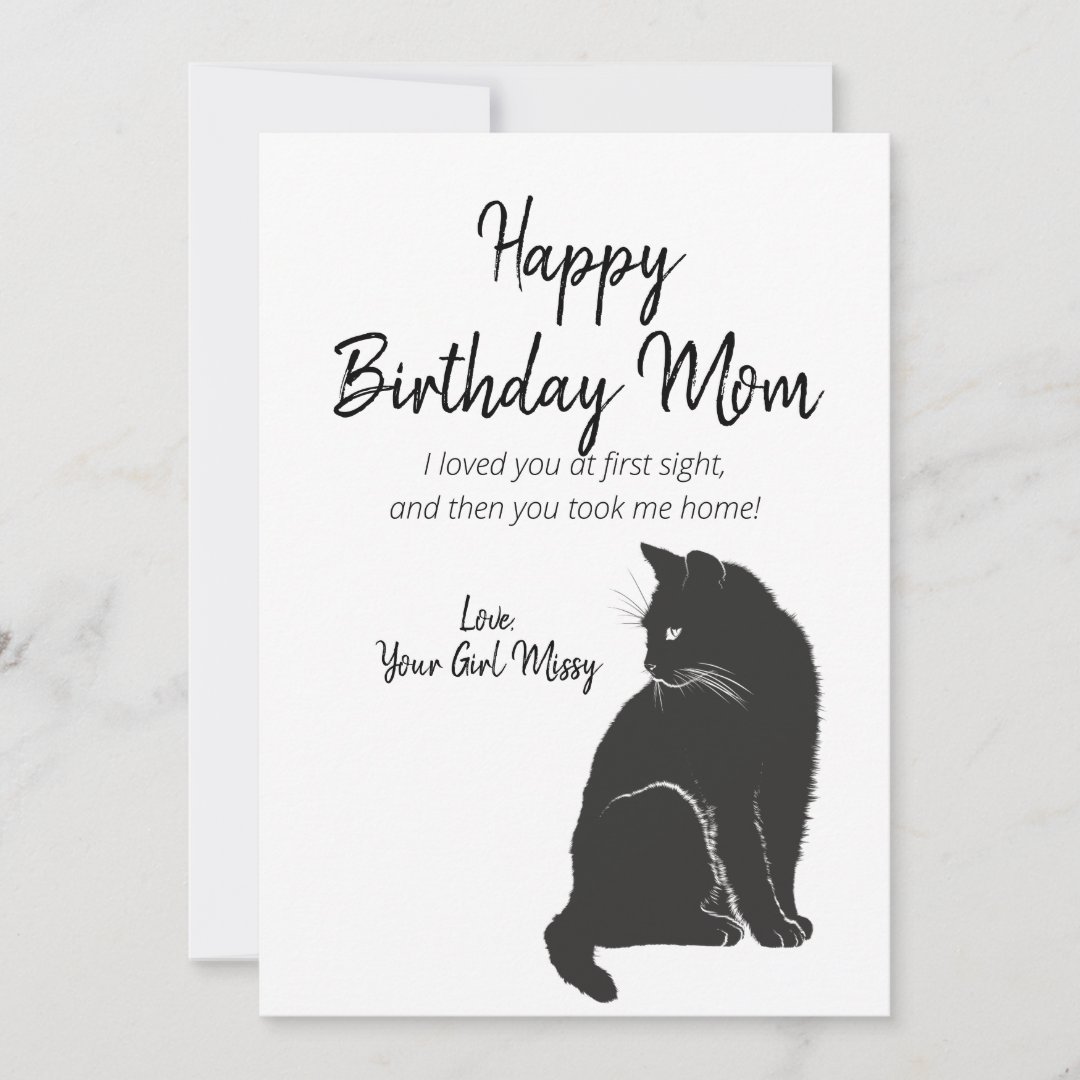 Happy Birthday Mom From Cat Greeting Holiday Card | Zazzle