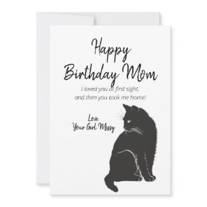 Happy Birthday Mom From Cat Greeting Holiday Card