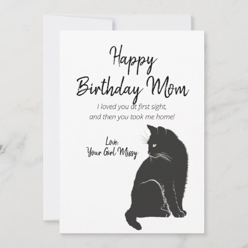 Happy Birthday Mom From Cat Greeting Holiday Card