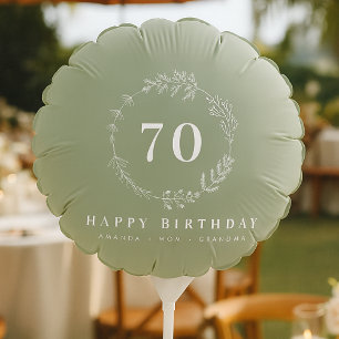 Happy Birthday Mom Grandma Sage Green Foliage Balloon