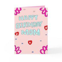 Happy birthday Mom greeting card pink