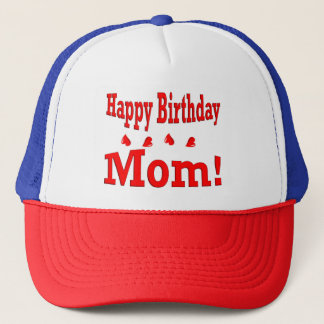 Happy Birthday Mom hat red, white, and blue