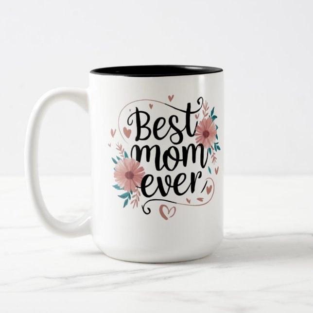 "Happy Birthday Mom - Heartwarming Design Two-Tone Coffee Mug (Left)