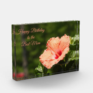 Happy Birthday Mom Hibiscus Photo Block