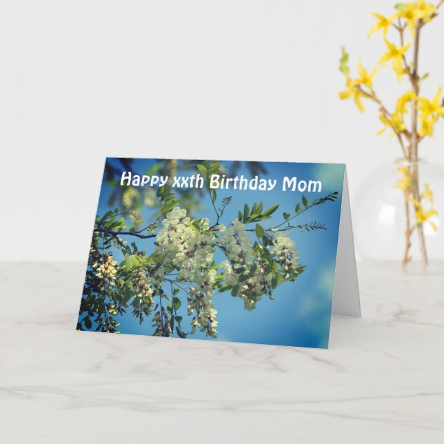 Happy Birthday Mom Locust Flower Card (Yellow Flower)