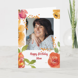 Happy Birthday Mom Lovely Watercolor Flowers Card