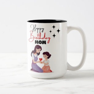 Happy birthday mom Minimalist Two-Tone Coffee Mug