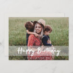 Happy Birthday Mom | Modern Script Photo Card<br><div class="desc">Beautiful photograph greeting card with a simple, modern, minimalist "Happy Birthday" quote banner on a semi-transparent overlay background. This versatile card can be personalized with your own photograph, name and birthday date to make a truly unique and bespoke card for your loved one. The inside message "Wishing you a wonderful...</div>