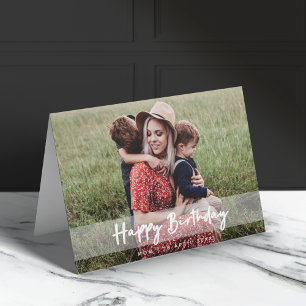 Happy Birthday Mom   Modern Script Photo Card