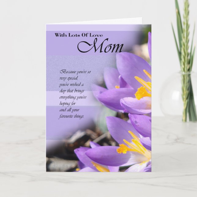 Happy Birthday Mom, Mom card with crocus (Front)