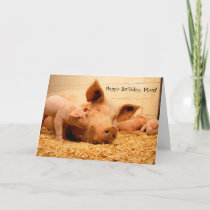 Happy Birthday Mom Mother Pig and Piglets Card